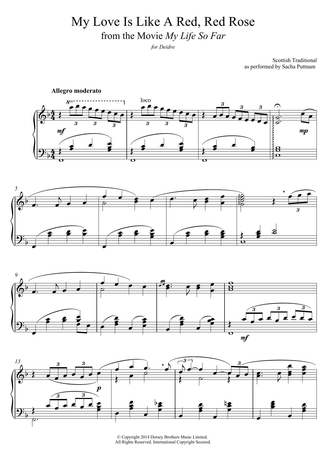 Product picture to: My Love Is Like A Red, Red Rose (as performed by Sacha Puttnam)