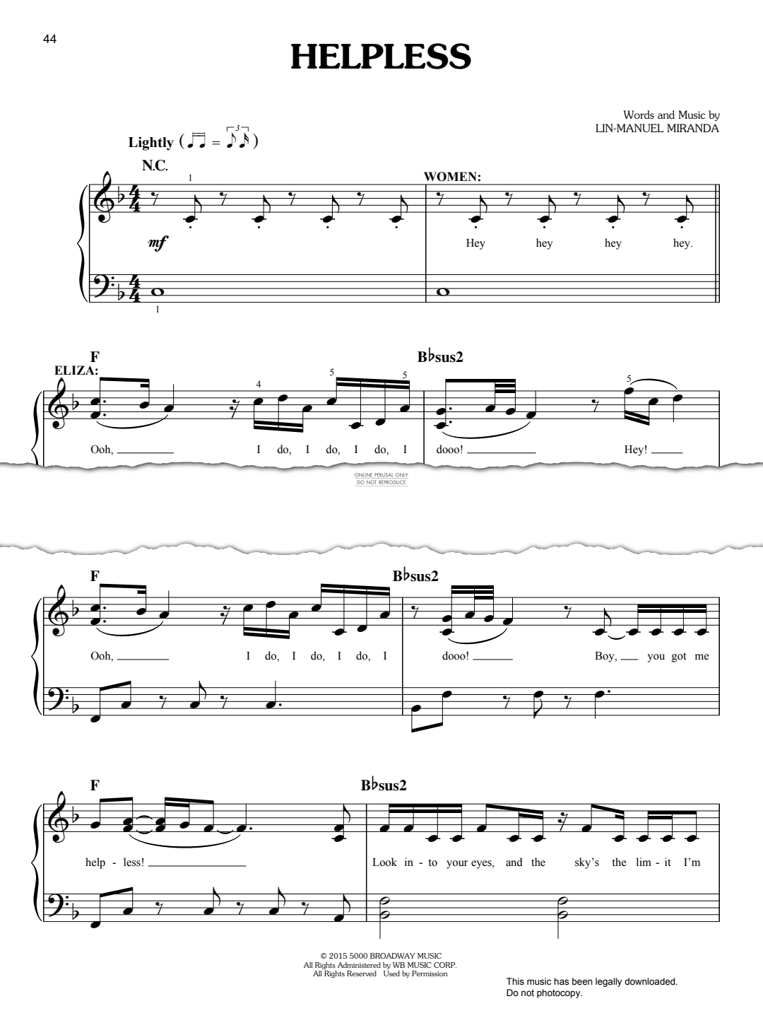 Produktgalerie: Seite 1 von 1 Helpless, Lin-Manuel Miranda, Gesang, Klavier