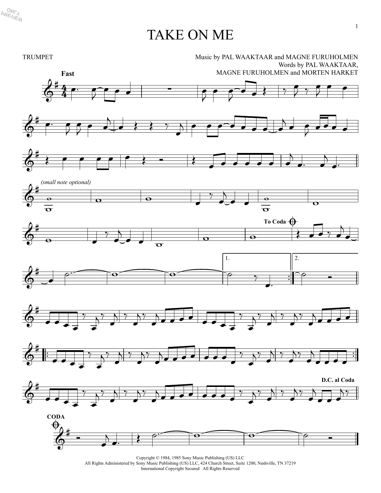 Produktgalerie: Seite 1 von 1 Take On Me, a-ha, Trompete