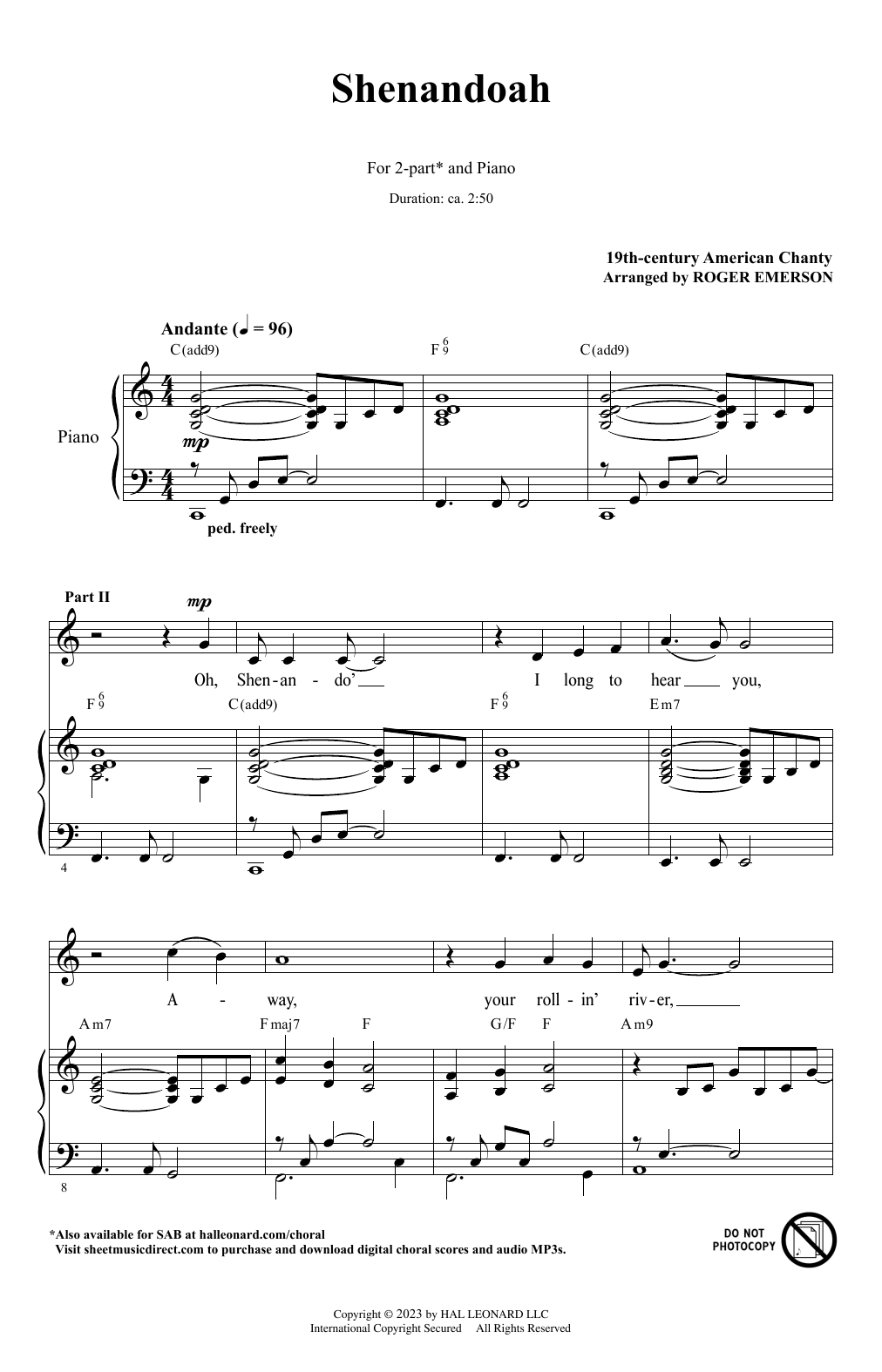 Product picture to: Shenandoah (arr. Roger Emerson)