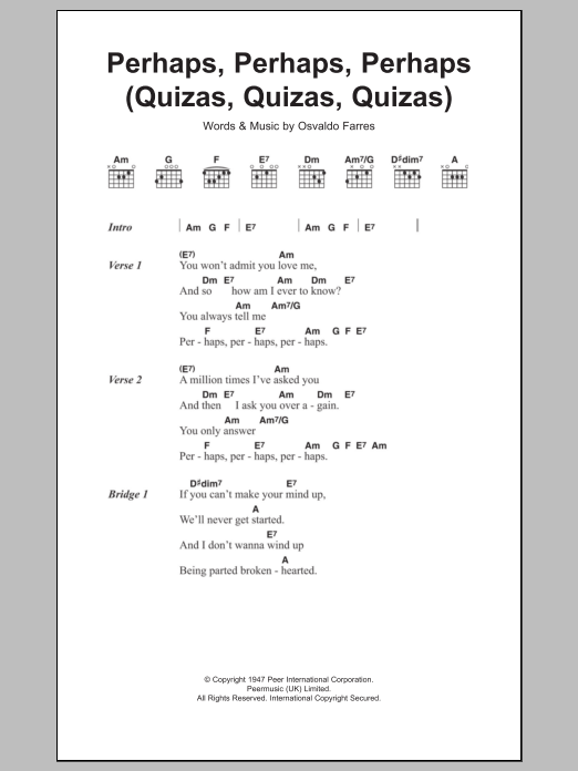 Produktgalerie: Seite 1 von 1 Perhaps, Perhaps, Perhaps (Quizas, Quizas, Quizas) (theme from Coupling), Osvaldo Farres, Gitarre