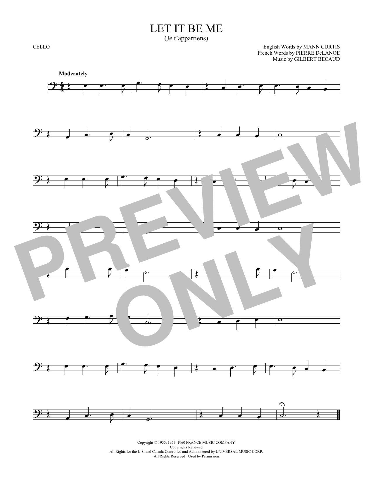 Produktgalerie: Seite 1 von 1 Let It Be Me (Je T'appartiens), Everly Brothers, Violoncello