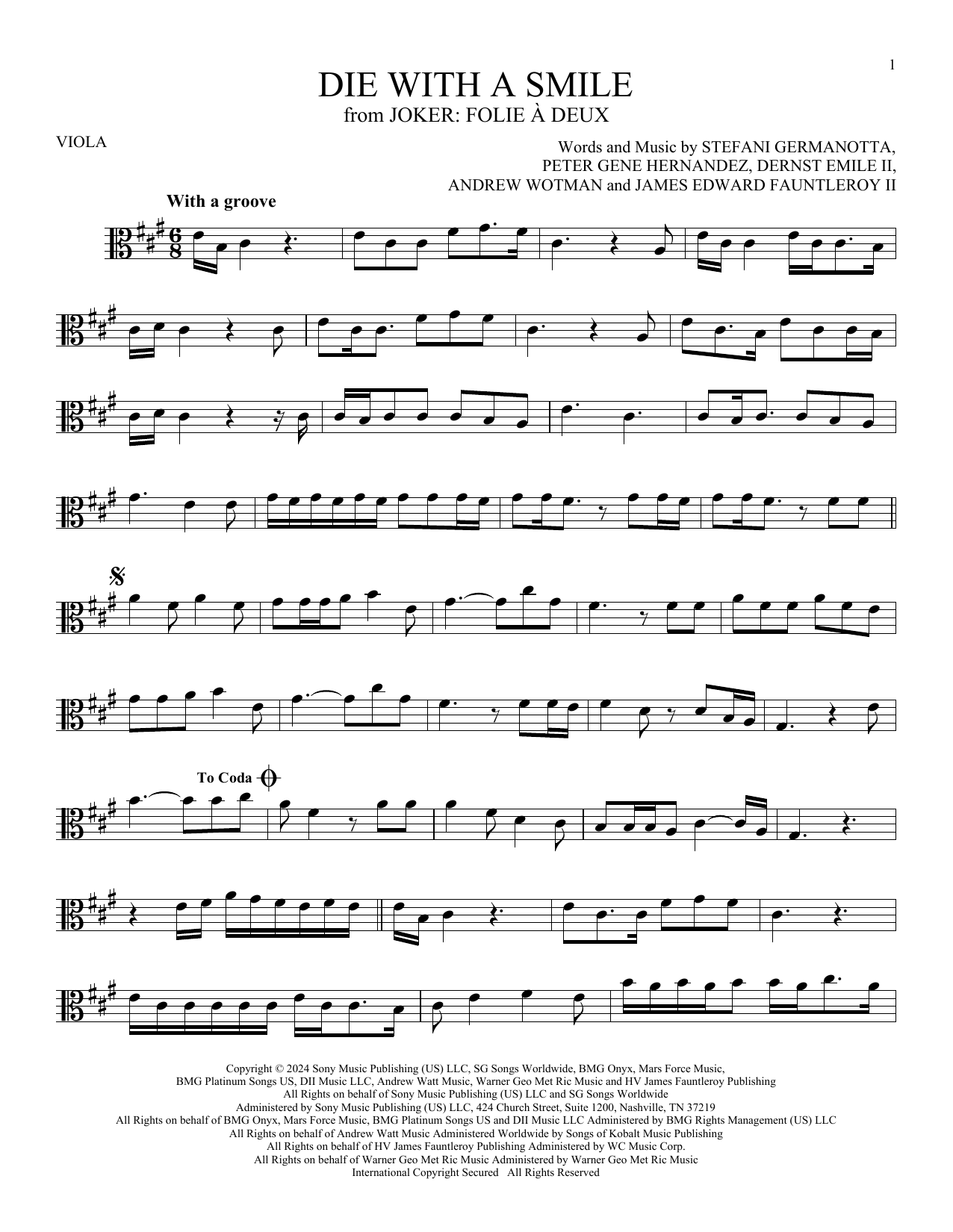 Product gallery: Page 1 of 1 Die With A Smile, Bruno Mars And Lady Gaga