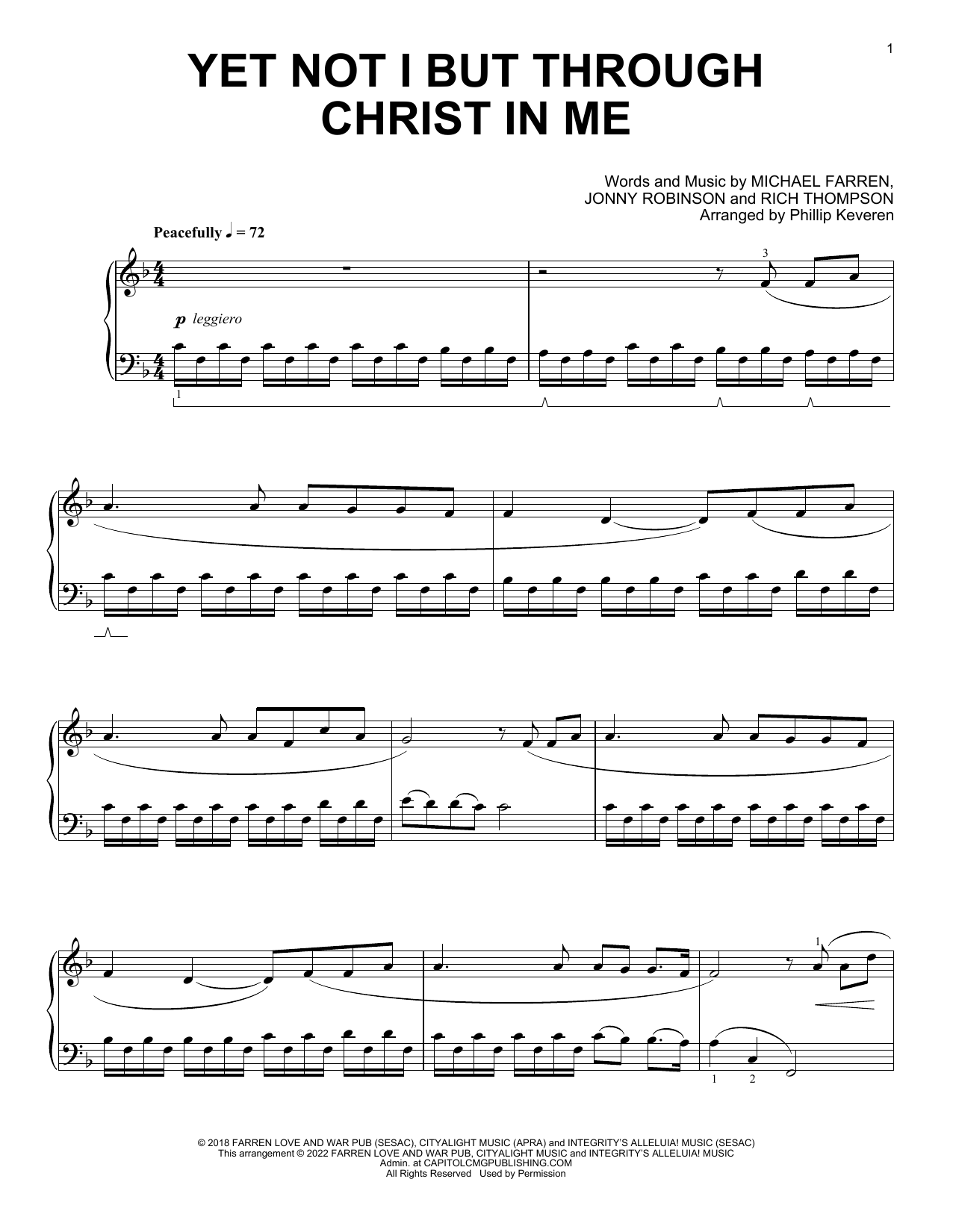 Produktbild zu: Yet Not I But Through Christ In Me [Classical version] (arr. Phillip Keveren)