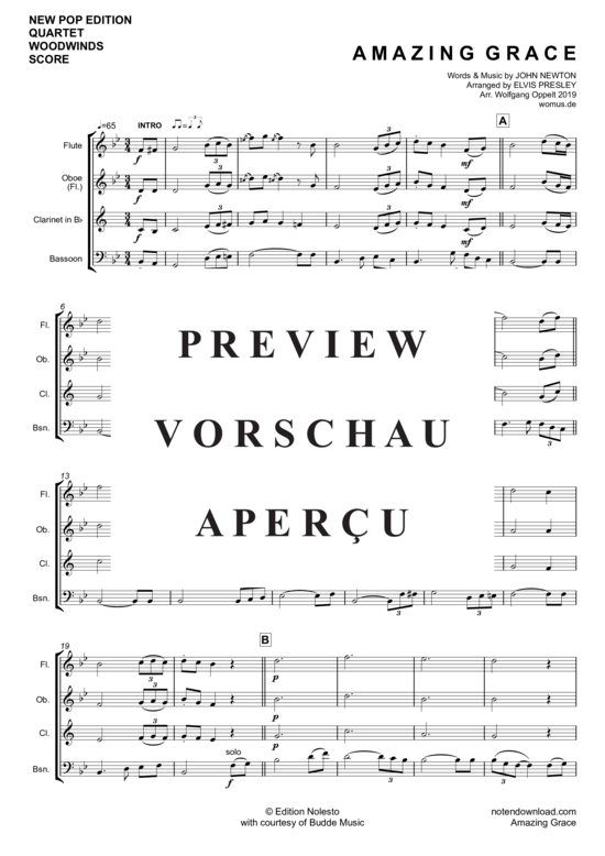 Product gallery: Page 2 of 8 Amazing Grace , Presley, Elvis, (Woodwind Quartet)