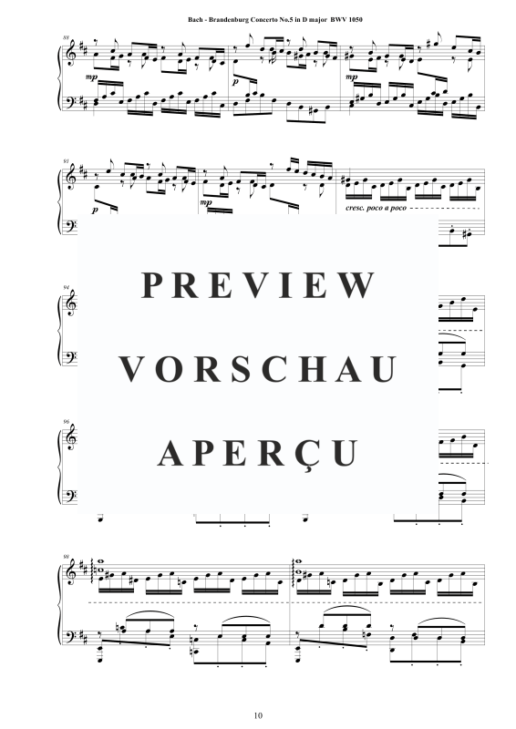 Product gallery: Page 11 of 11 Brandenburg Concerto No. 5 in D major BWV 1050, , Solo Piano
