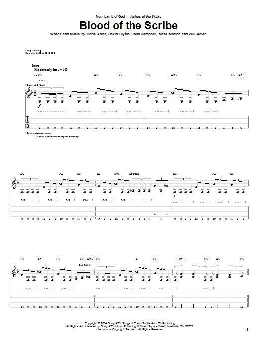 Produktgalerie: Seite 1 von 1 Blood Of The Scribe, Lamb Of God, Gitarre