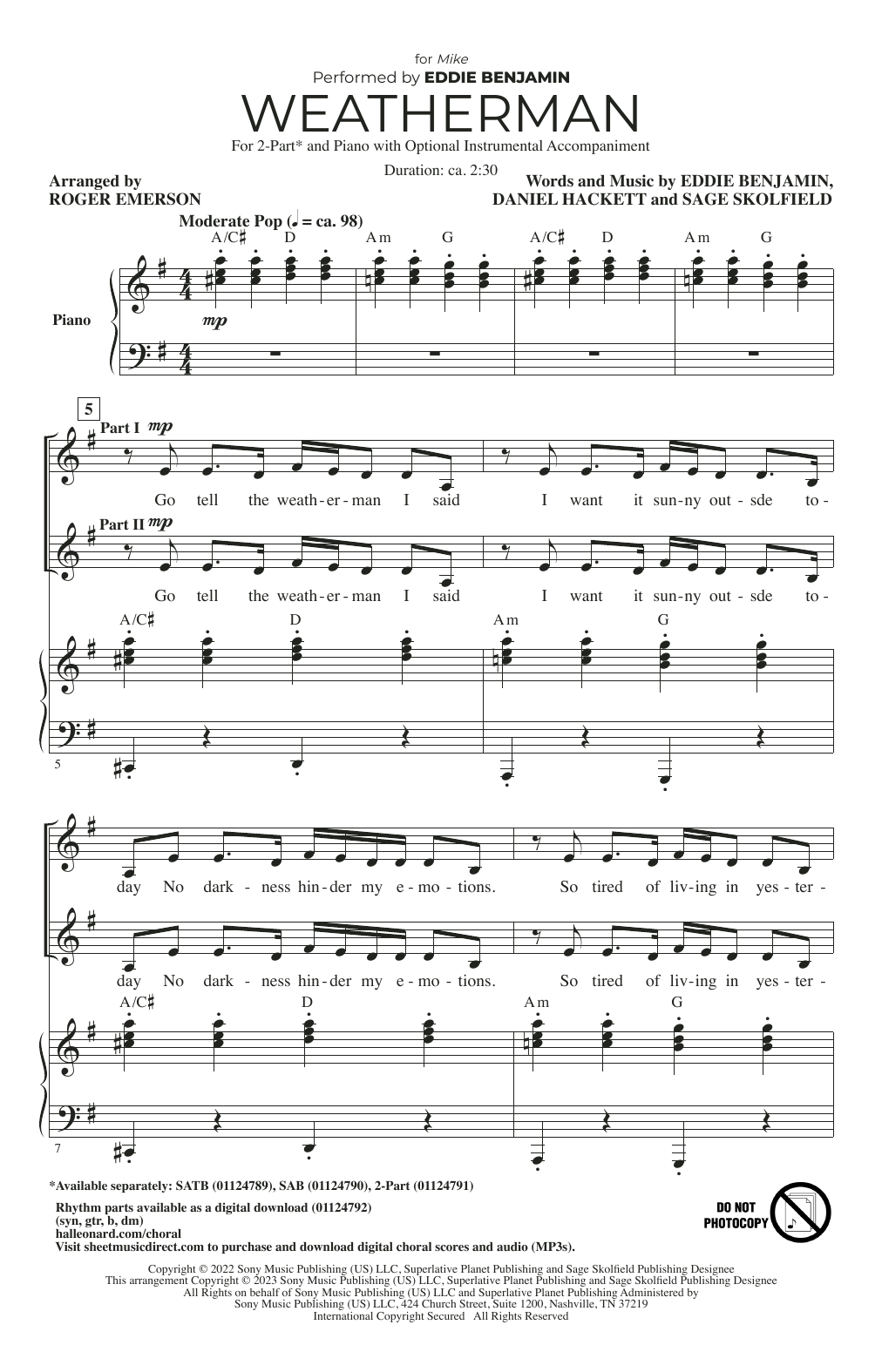 Produktbild zu: Weatherman (arr. Roger Emerson)