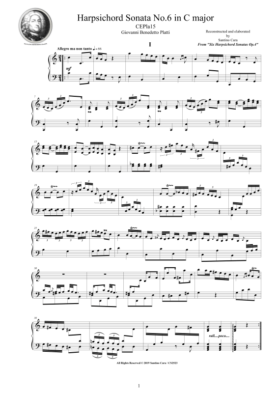 Produktbild zu: Cembalo Sonate Nr. 6 in C-Dur Op.4Giovanni Benedetto Platti