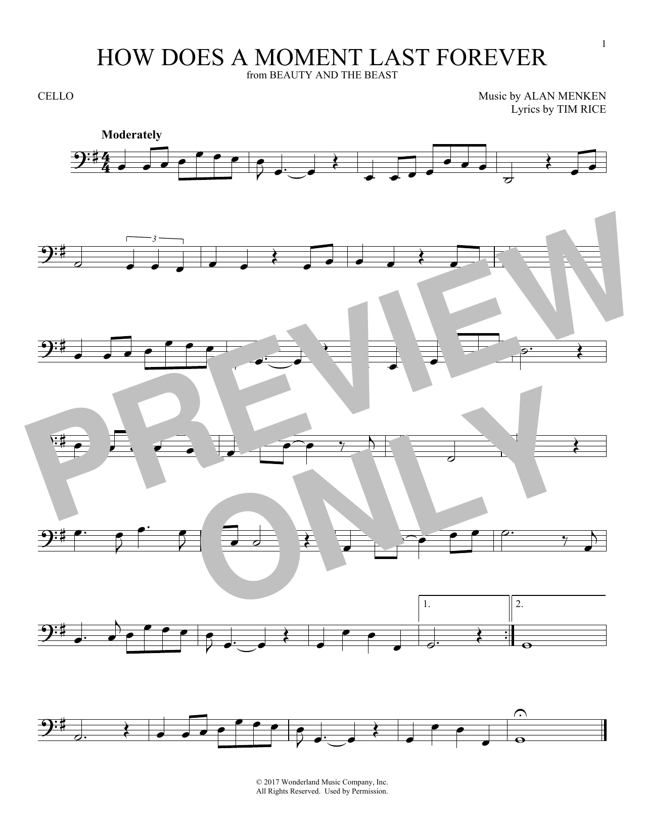 Produktgalerie: Seite 1 von 1 How Does A Moment Last Forever (from Beauty and the Beast), Celine Dion, Violoncello