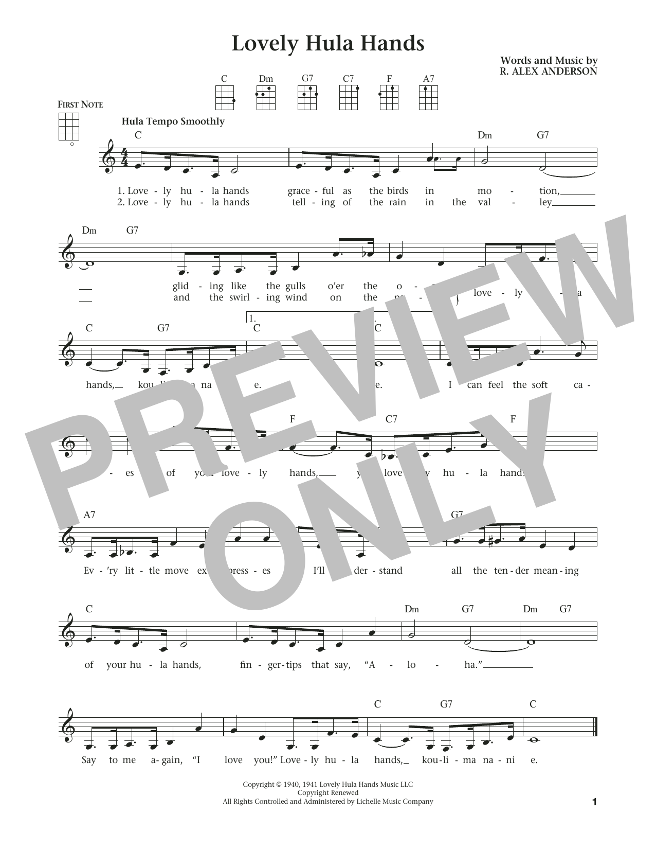 Product gallery: Page 1 of 1 Lovely Hula Hands (from The Daily Ukulele) (arr. Liz and Jim Beloff), R. Alex Anderson