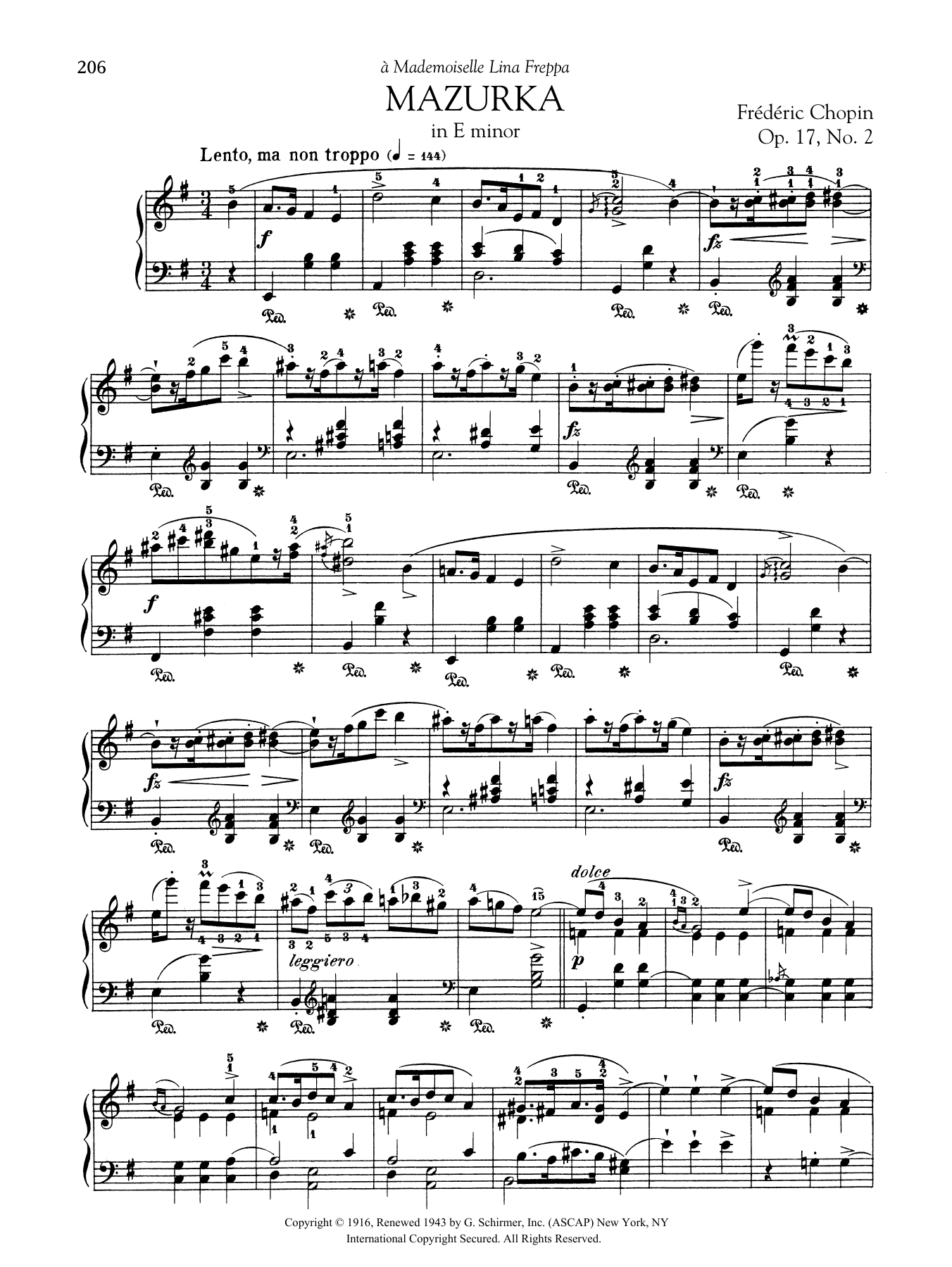 Product gallery: Page 1 of 1 Mazurka in E minor, Op. 17, No. 2, Frédéric Chopin
