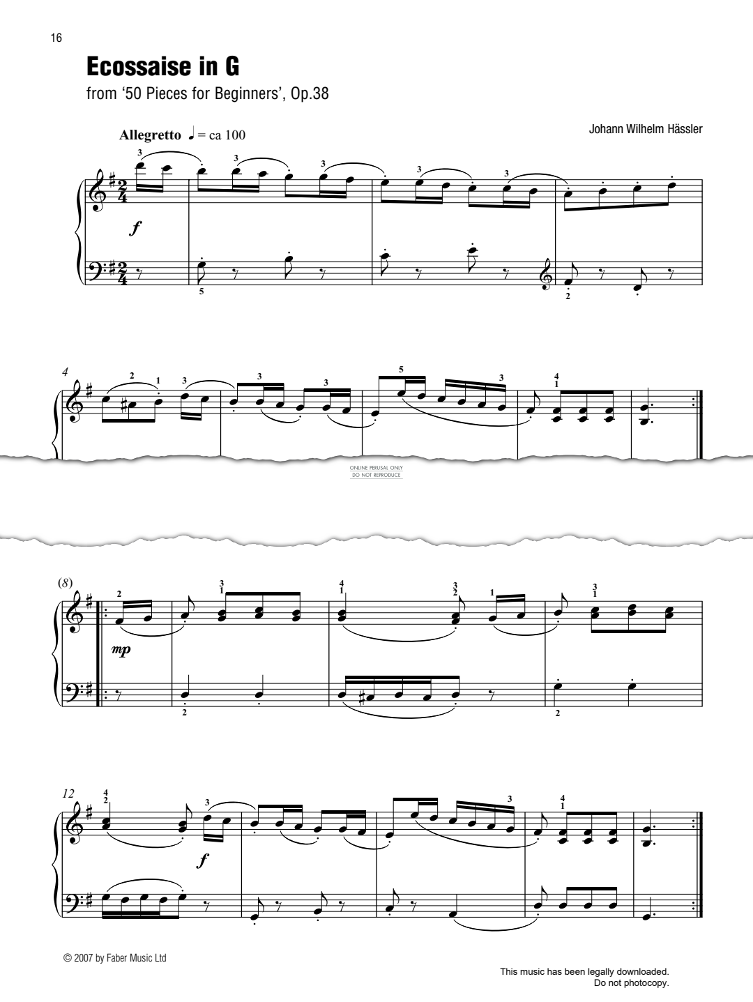 Produktgalerie: Seite 1 von 1 Ecossaise In G (from '50 Pieces for Beginners', Op. 38) (Best of Grade 2 Piano), Johann Wilhelm Hässler, Klavier