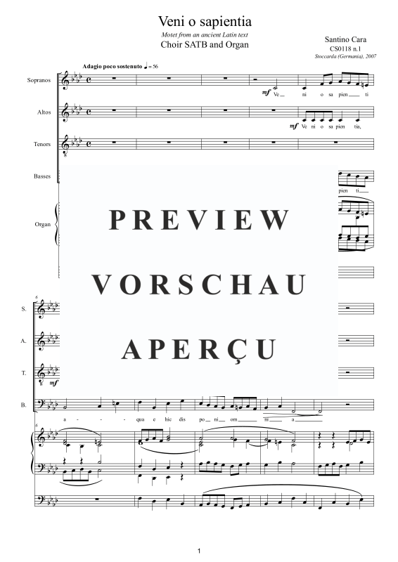Produktgalerie: Seite 2 von 8 Veni o sapientia - Motette, , Gemischter Chor und Orgel