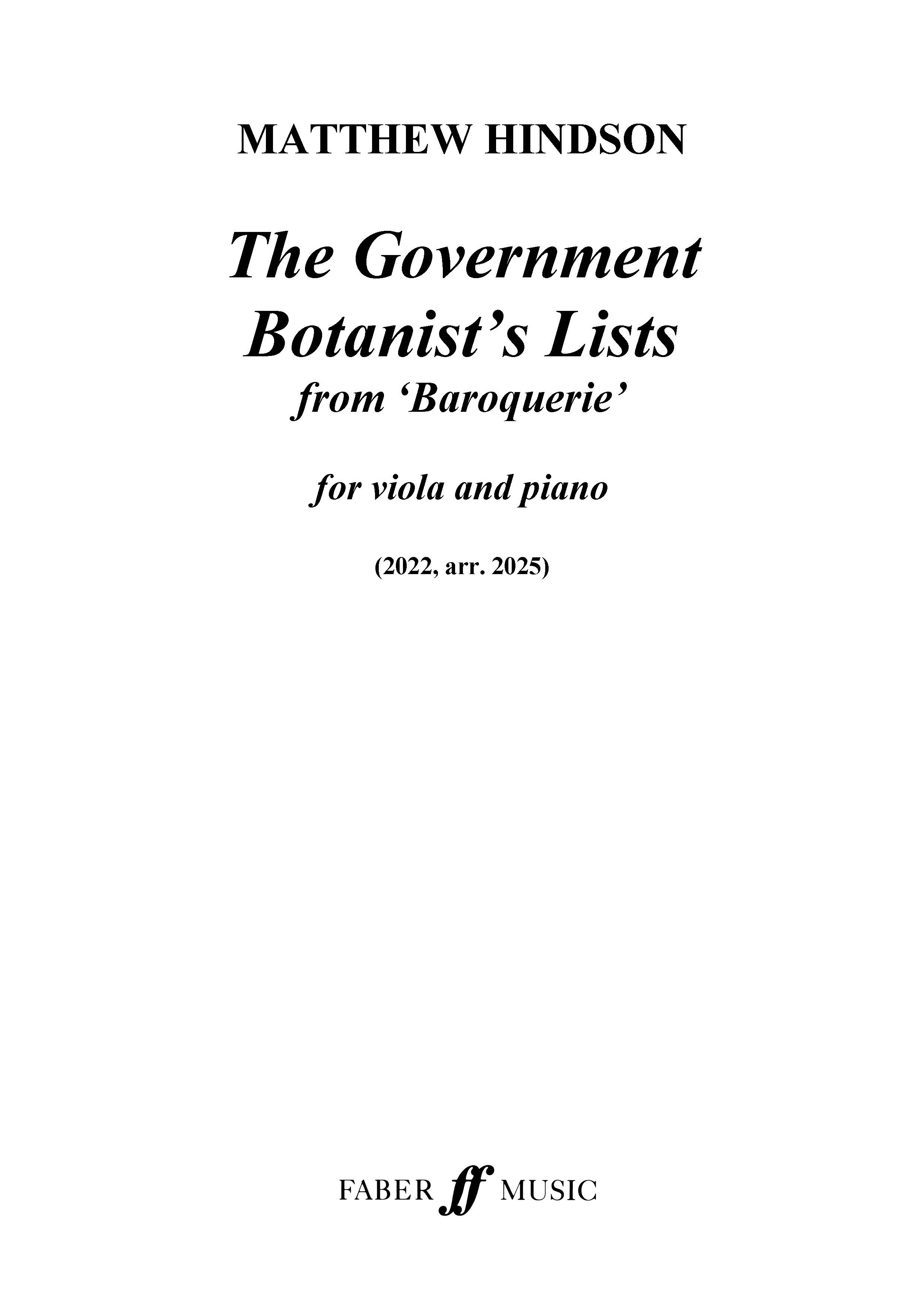 Product picture to: The Government Botanist's Lists (from 'Baroquerie')