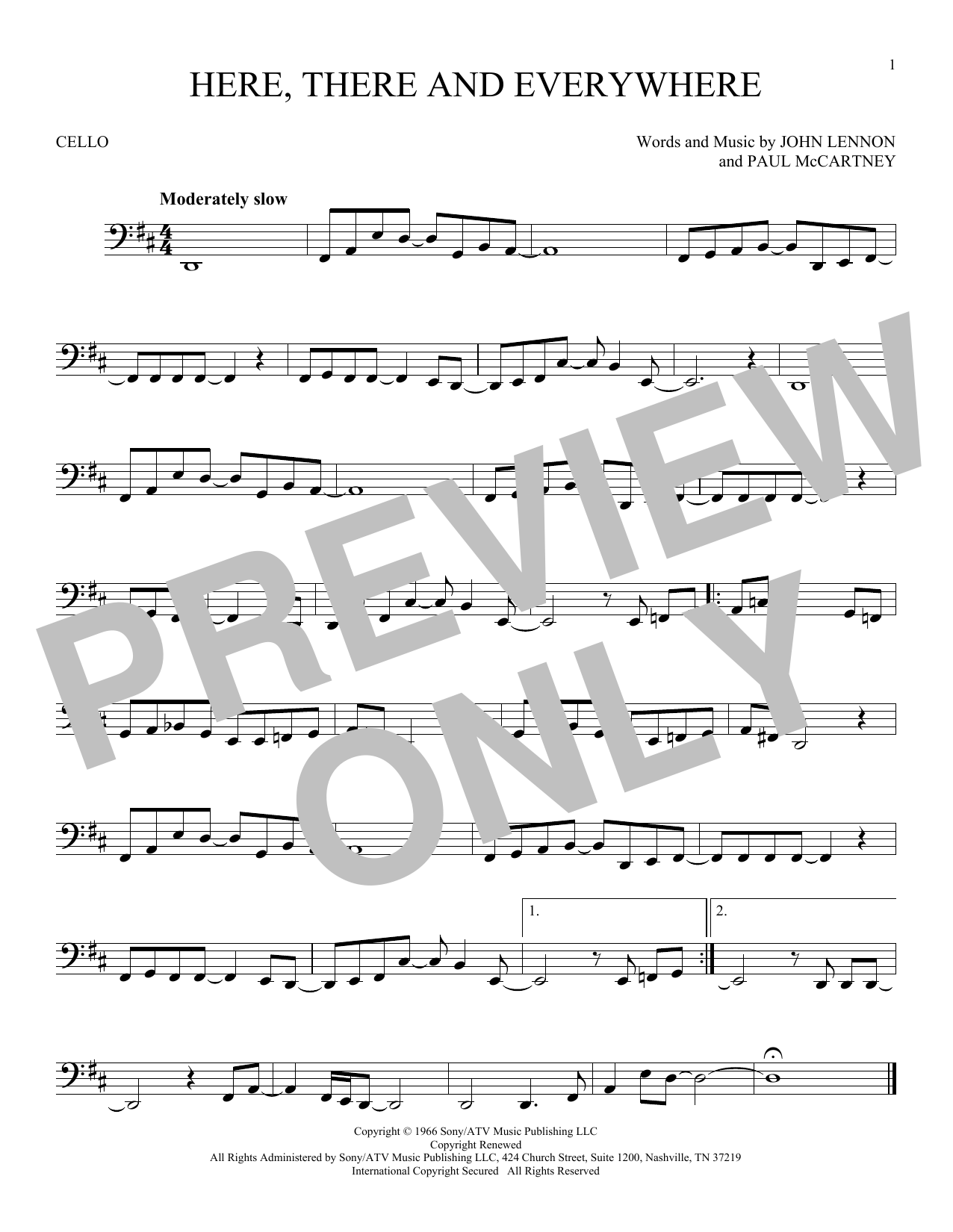 Produktgalerie: Seite 1 von 1 Here, There And Everywhere, The Beatles, Violoncello