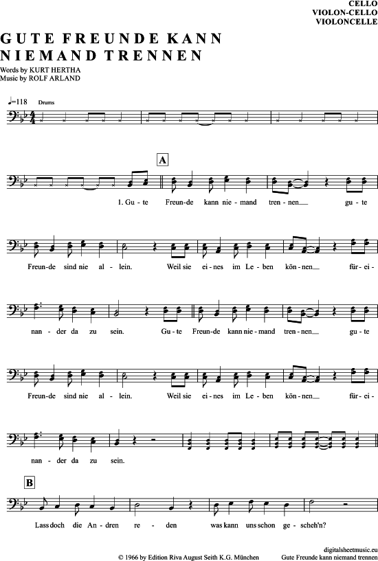 Produktgalerie: Seite 1 von 4 Gute Freunde Kann Niemand Trennen , Beckenbauer, Franz, (Violon-Cello)