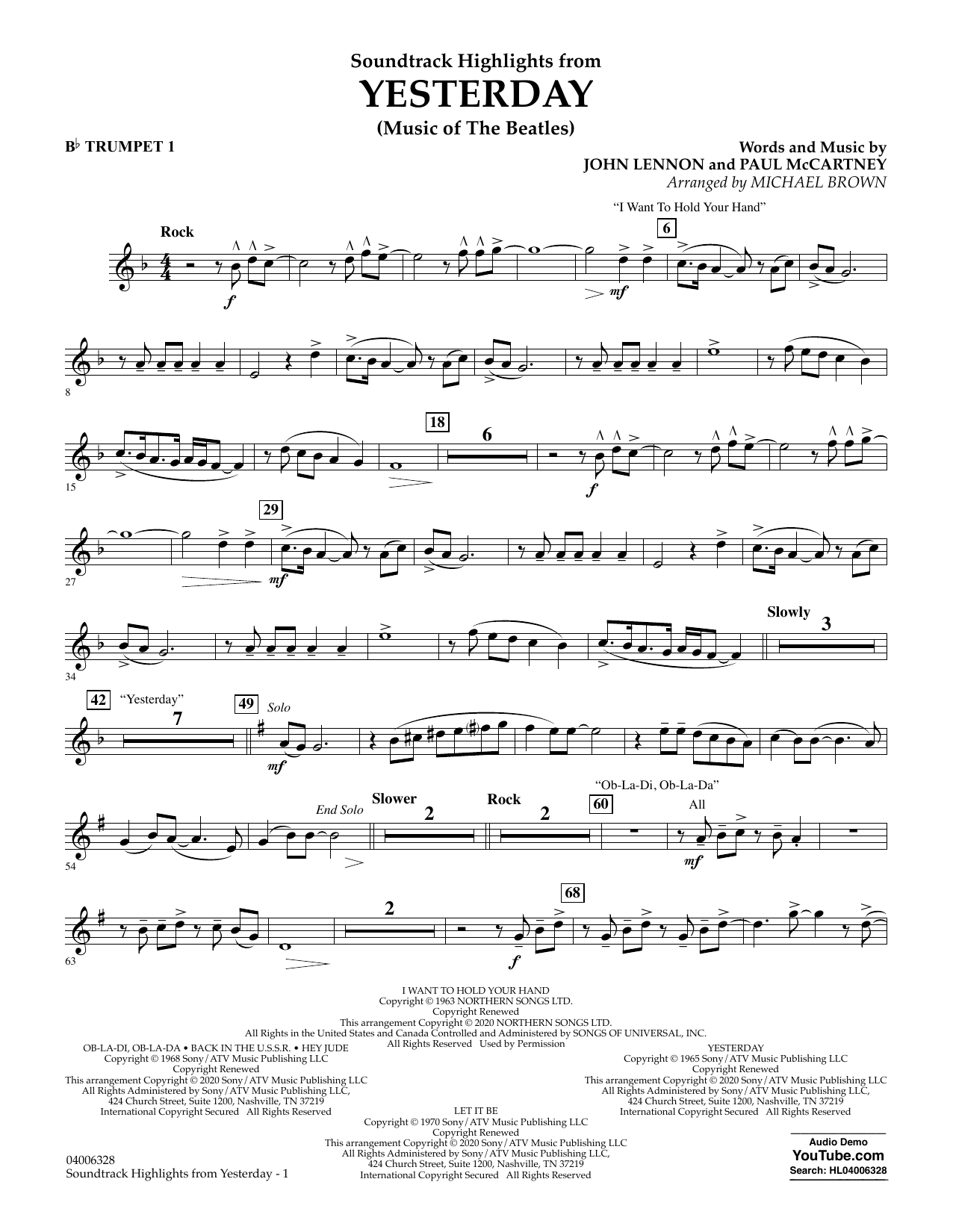 Produktgalerie: Seite 1 von 1 Highlights from Yesterday (Music Of The Beatles) (arr. Michael Brown) - Bb Trumpet 1, The Beatles, Ensemble