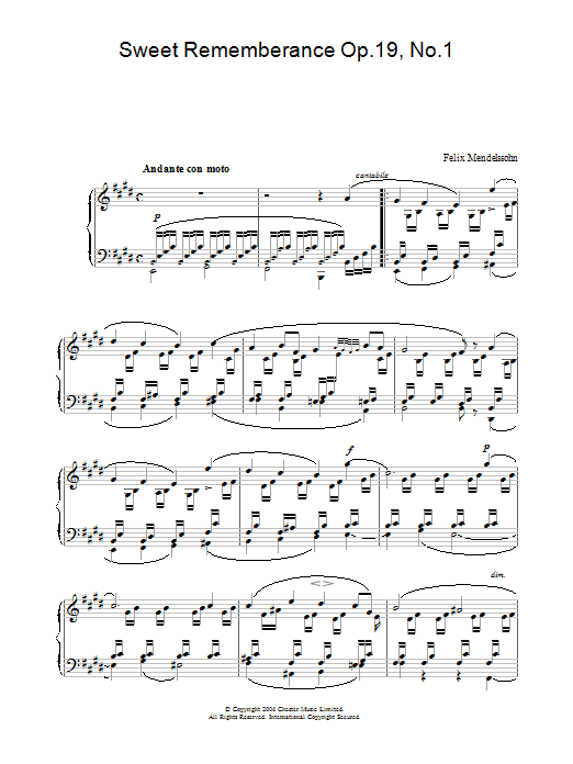 Product gallery: Page 1 of 1 Sweet Rememberance Op.19, No.1, Felix Mendelssohn