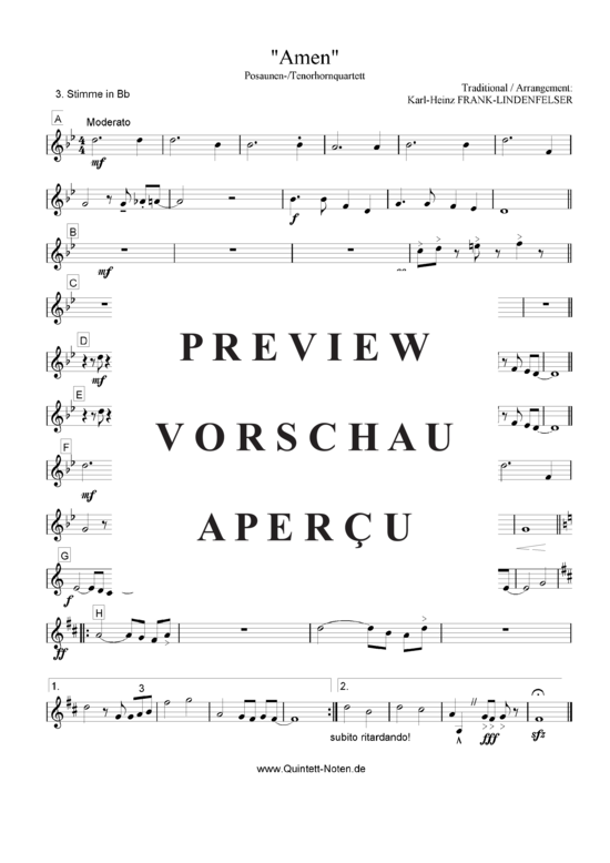 Produktgalerie: Seite 10 von 14 Amen , , (Blechbläser Quartett für Tenorhorn, Bariton, Euphonium, Posaune)
