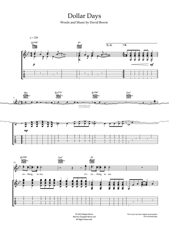 Produktgalerie: Seite 1 von 1 Dollar Days, David Bowie, Gesang, Gitarre