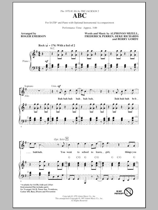Produktgalerie: Seite 1 von 1 ABC (arr. Roger Emerson), The Jackson 5, Chor