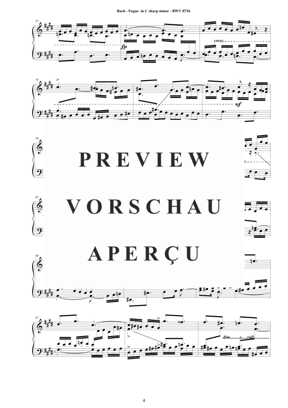 Produktgalerie: Seite 5 von 6 Fuge Cis-Moll BWV 873b, , Klavier Solo