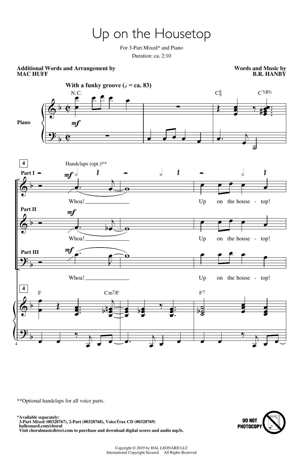 Product picture to: Up On The Housetop (arr. Mac Huff)