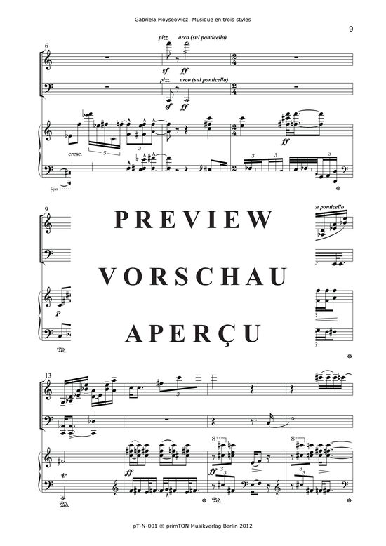Product gallery: Page 14 of 21 Musique en trois styles pour violon, violoncelle et piano (1969) , ,  (Trio for violin, violoncello + piano)