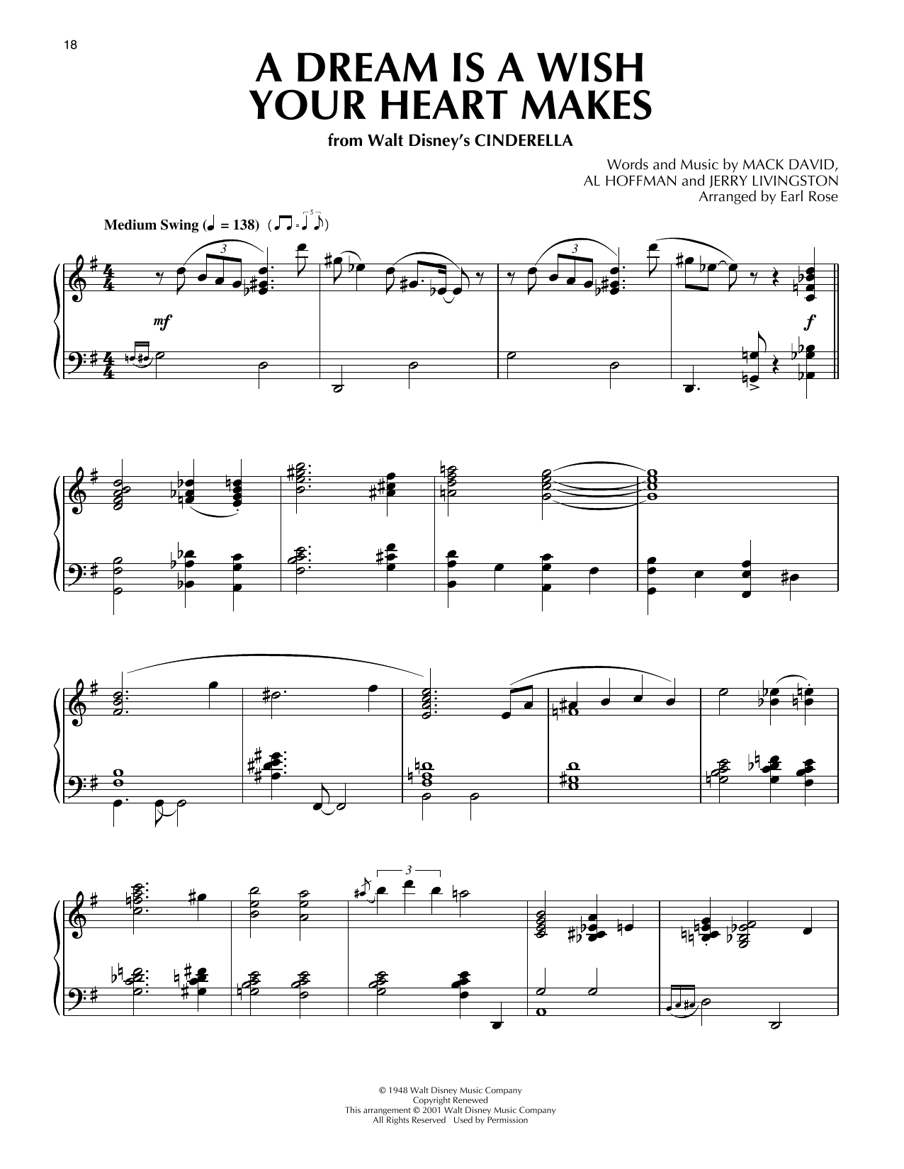 Produktgalerie: Seite 1 von 1 A Dream Is A Wish Your Heart Makes (from Cinderella) (arr. Earl Rose), Linda Ronstadt, Klavier