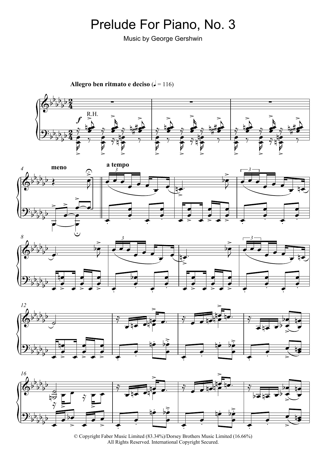 Product gallery: Page 1 of 1 Prelude For Piano, No.3, George Gershwin
