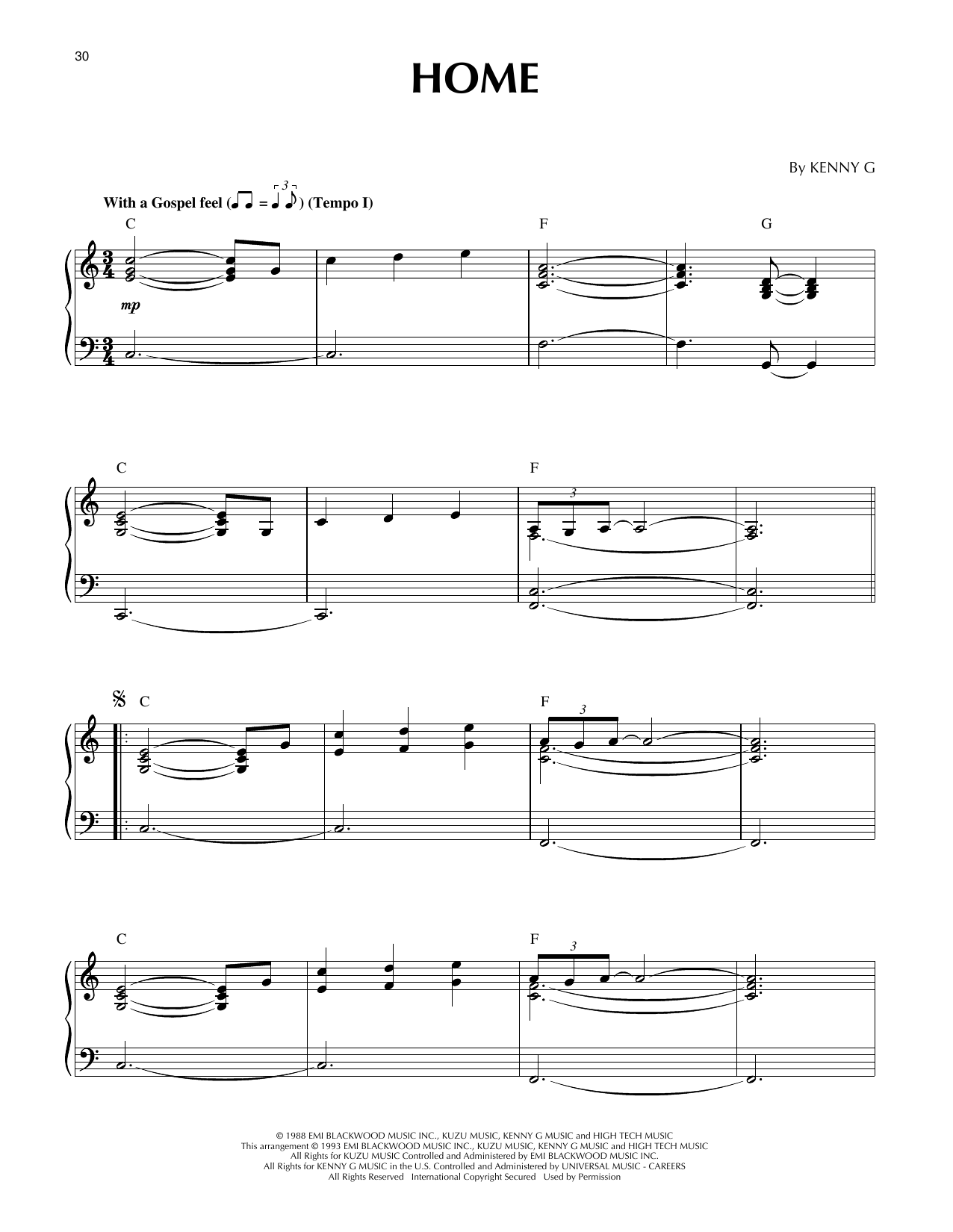 Produktgalerie: Seite 1 von 1 Home (arr. Larry Moore), Kenny G, Klavier