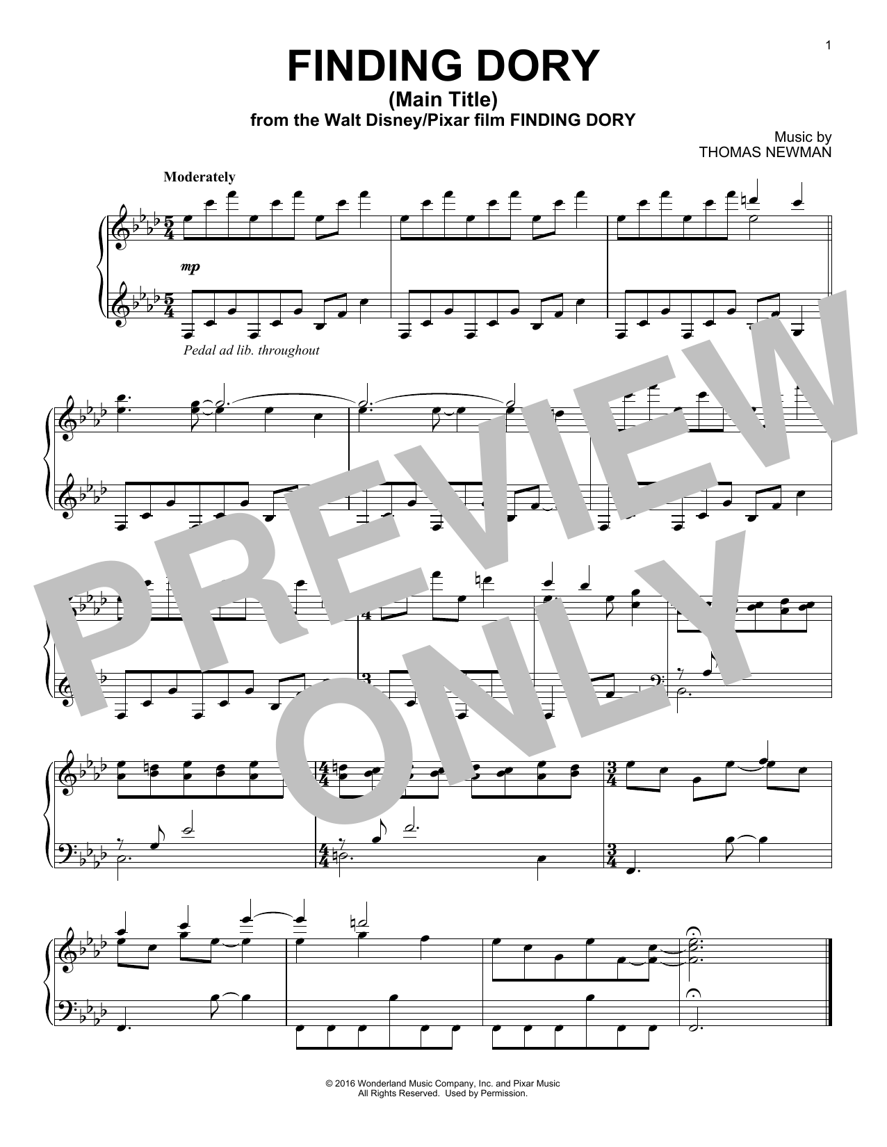 Product gallery: Page 1 of 1 Finding Dory (Main Title), Thomas Newman