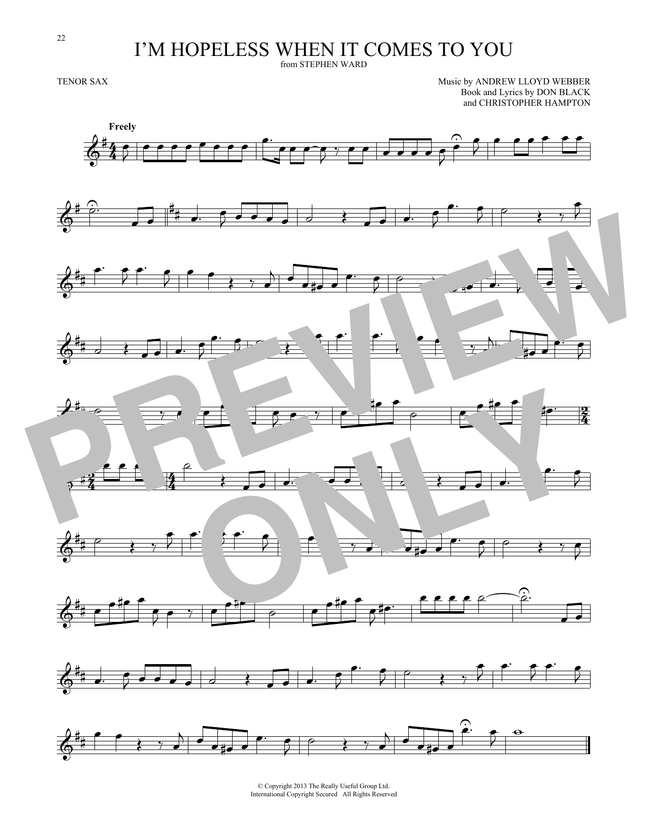 Product gallery: Page 1 of 1 I'm Hopeless When It Comes To You (from Stephen Ward), Andrew Lloyd Webber