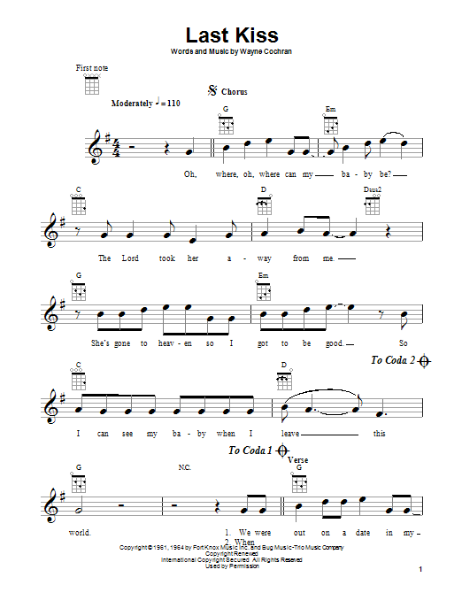 Produktgalerie: Seite 1 von 1 Last Kiss, J. Frank Wilson, Ukulele