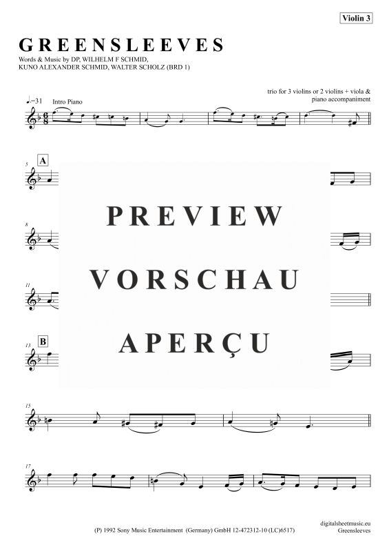 Produktgalerie: Seite 9 von 11 Greensleeves, Simoni, Edward, (Violinen Trio + Klavier)