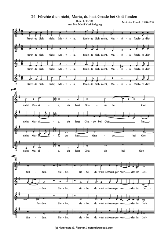 Product picture to: Fürchte dich nicht, Maria, du hast Gnade bei Gott funden Melchior Franck (1580-1639)