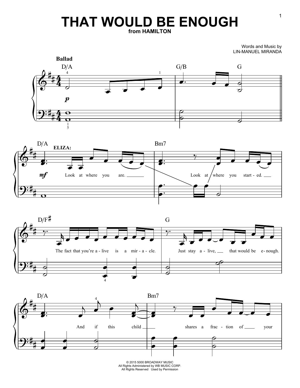 Produktbild zu: That Would Be Enough (from Hamilton)