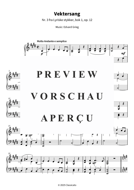 Product gallery: Page 5 of 6 Vektersang - Nr. 3 fra Lyriske stykker, bok 1, op. 12, , Piano Solo