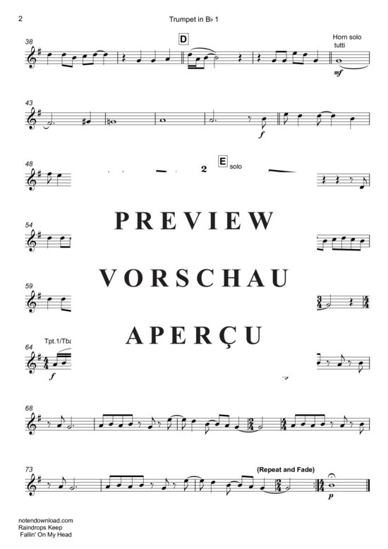 gallery: Raindrops Keep Fallin´ On My Head , Thomas, B. J., (Brass quintet/ensemble)