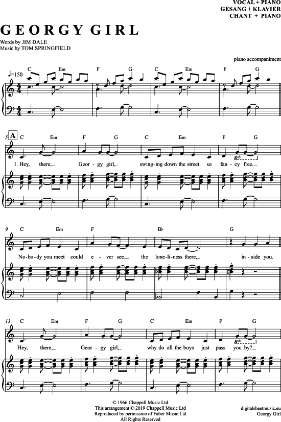 gallery: Georgy Girl , Seekers, The, Gesang mit Klavierbegleitung