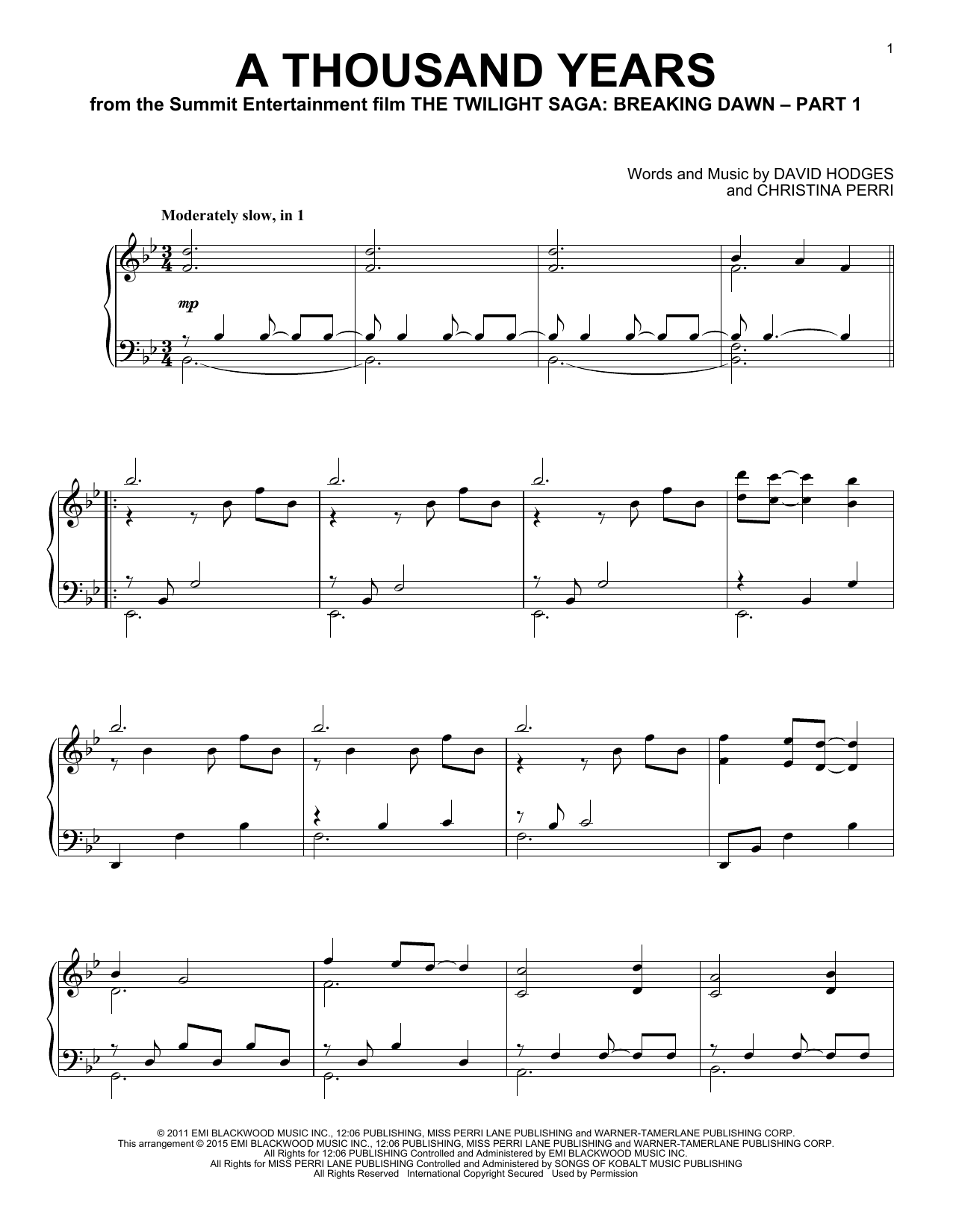 Product gallery: Page 1 of 1 A Thousand Years, Christina Perri