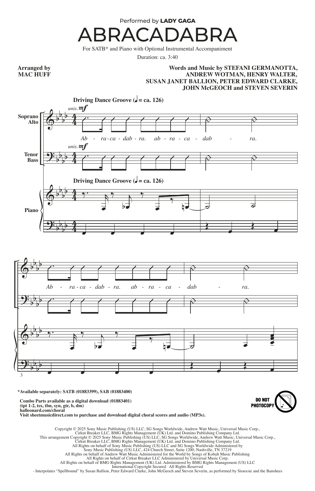 Produktgalerie: Seite 1 von 1 Abracadabra (arr. Mac Huff), Lady Gaga, Chor