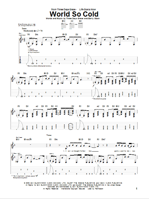 Produktgalerie: Seite 1 von 1 World So Cold, Three Days Grace, Gitarre