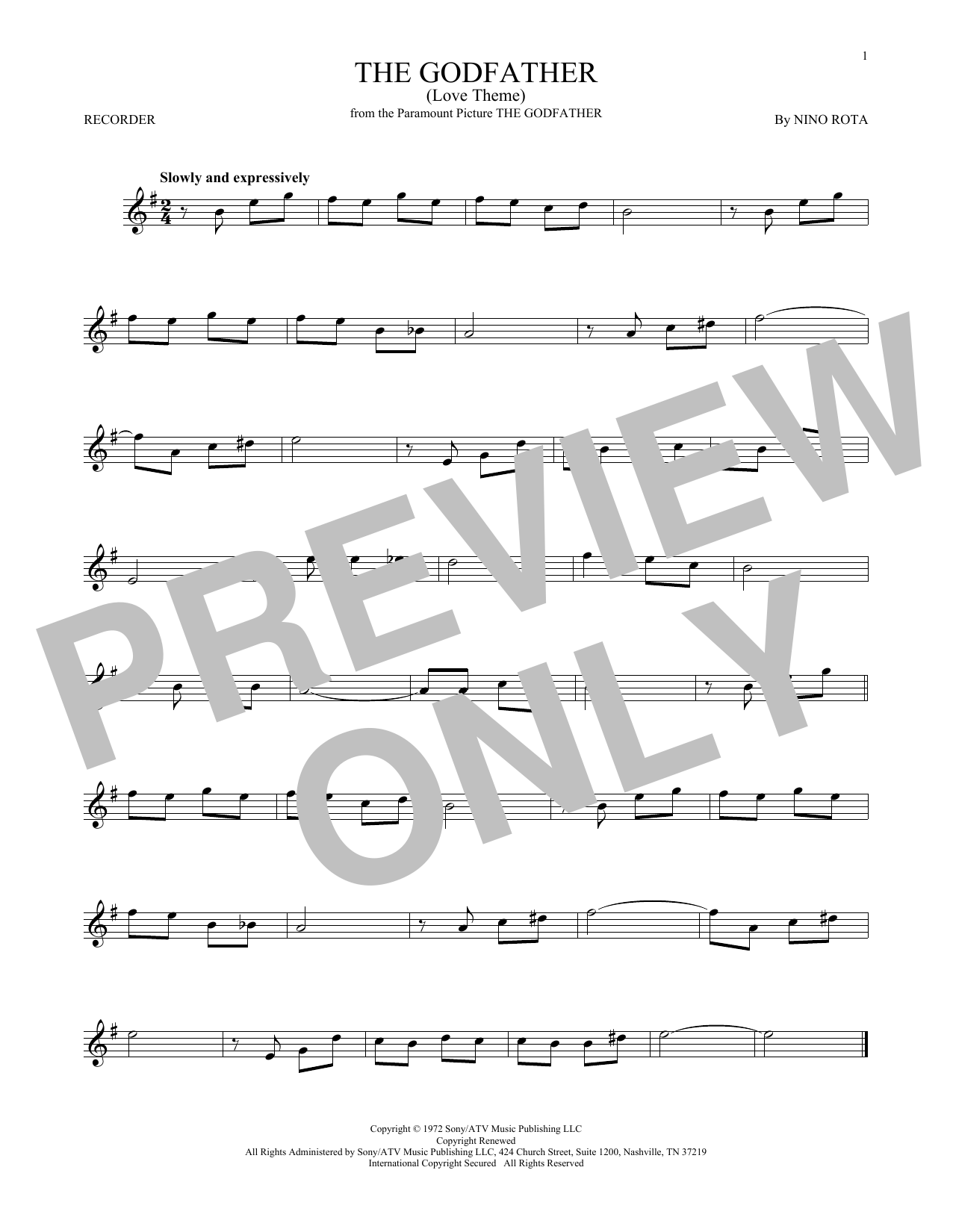 Product gallery: Page 1 of 1 The Godfather (Love Theme), Nino Rota