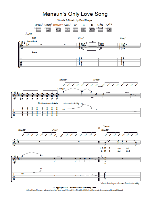 Produktgalerie: Seite 1 von 1 Mansun's Only Love Song, Mansun, Gitarre