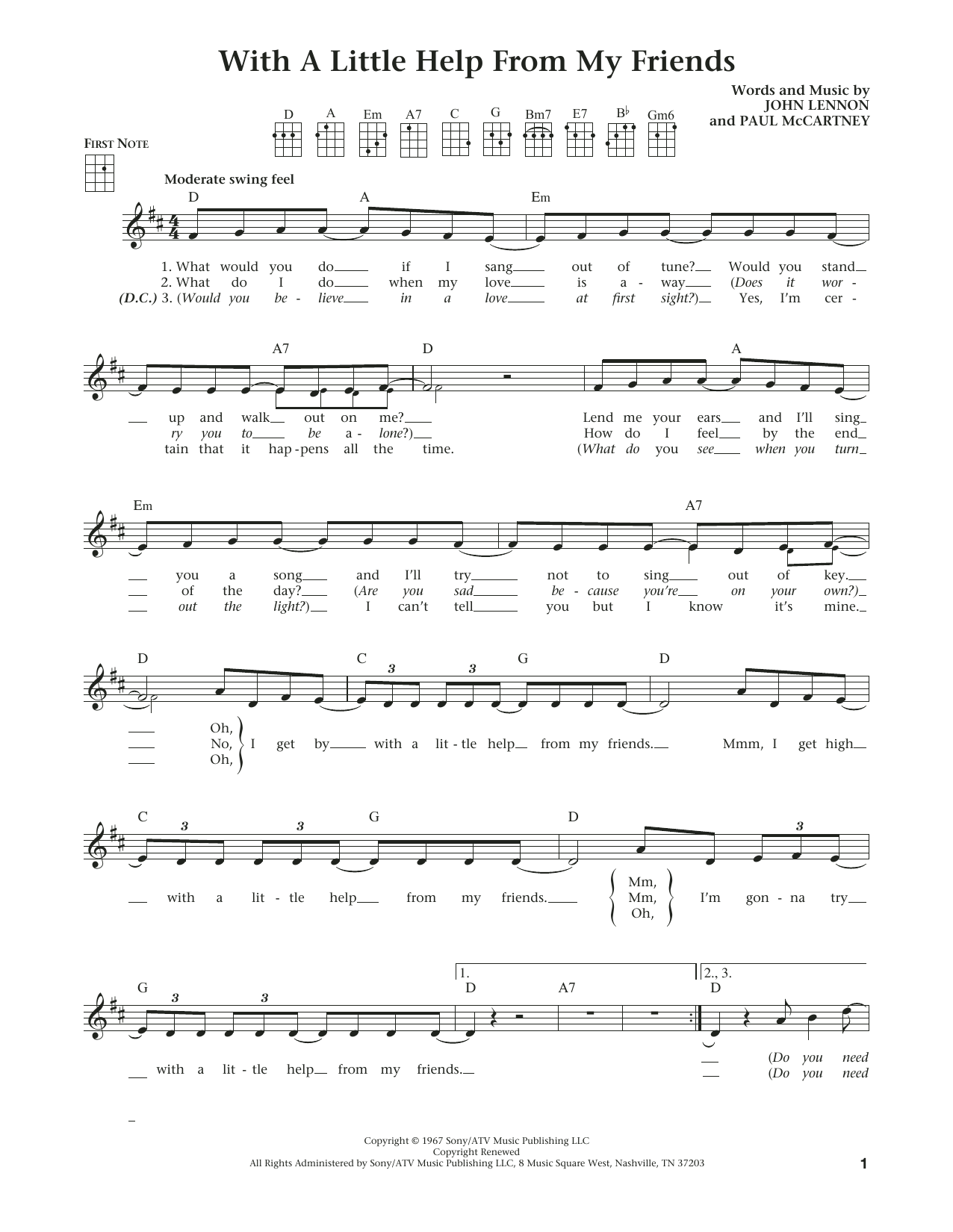 Product gallery: Page 1 of 1 With A Little Help From My Friends (from The Daily Ukulele) (arr. Liz and Jim Beloff), The Beatles