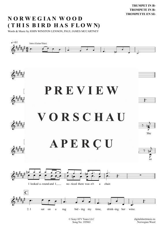 Produktgalerie: Seite 2 von 3 Norwegian Wood, Beatles, The, Trompete in B