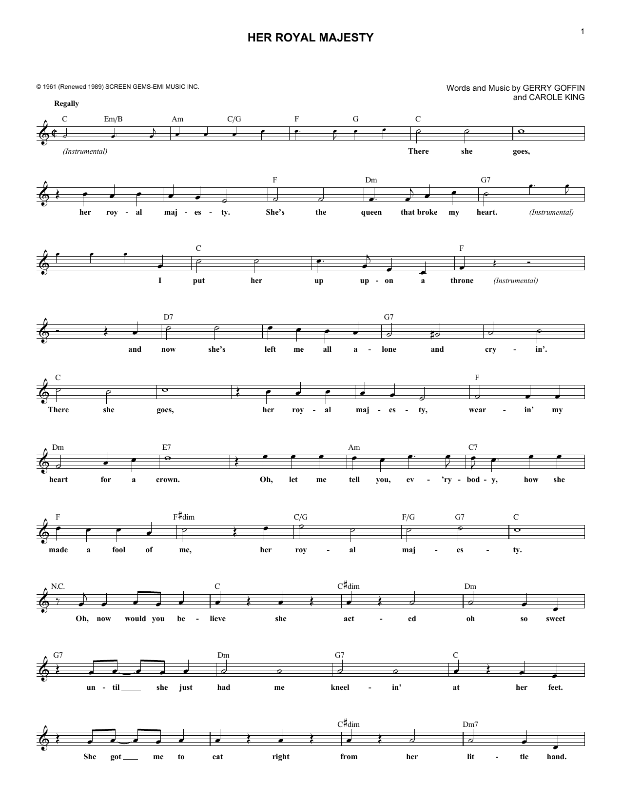 Produktgalerie: Seite 1 von 1 Her Royal Majesty, James Darren, Melodieinstrument
