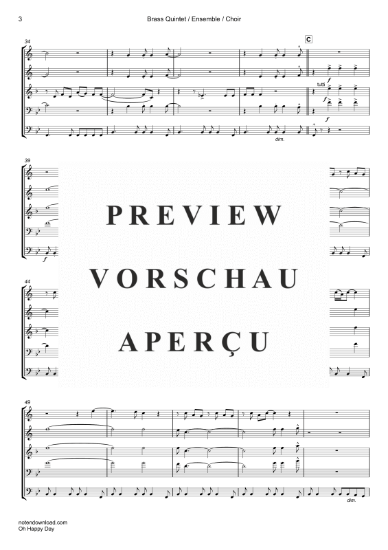gallery: Oh Happy Day, Edwin Hawkins Singers, Blechbläser Quintett/Ensemble/Chor - E-Bass mit Akkorden & Drum Set opt.